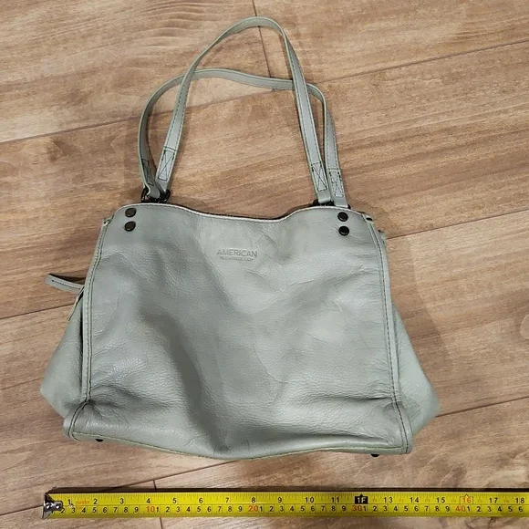 American Leather Co Green/Gray Purse - Picture 1 of 8